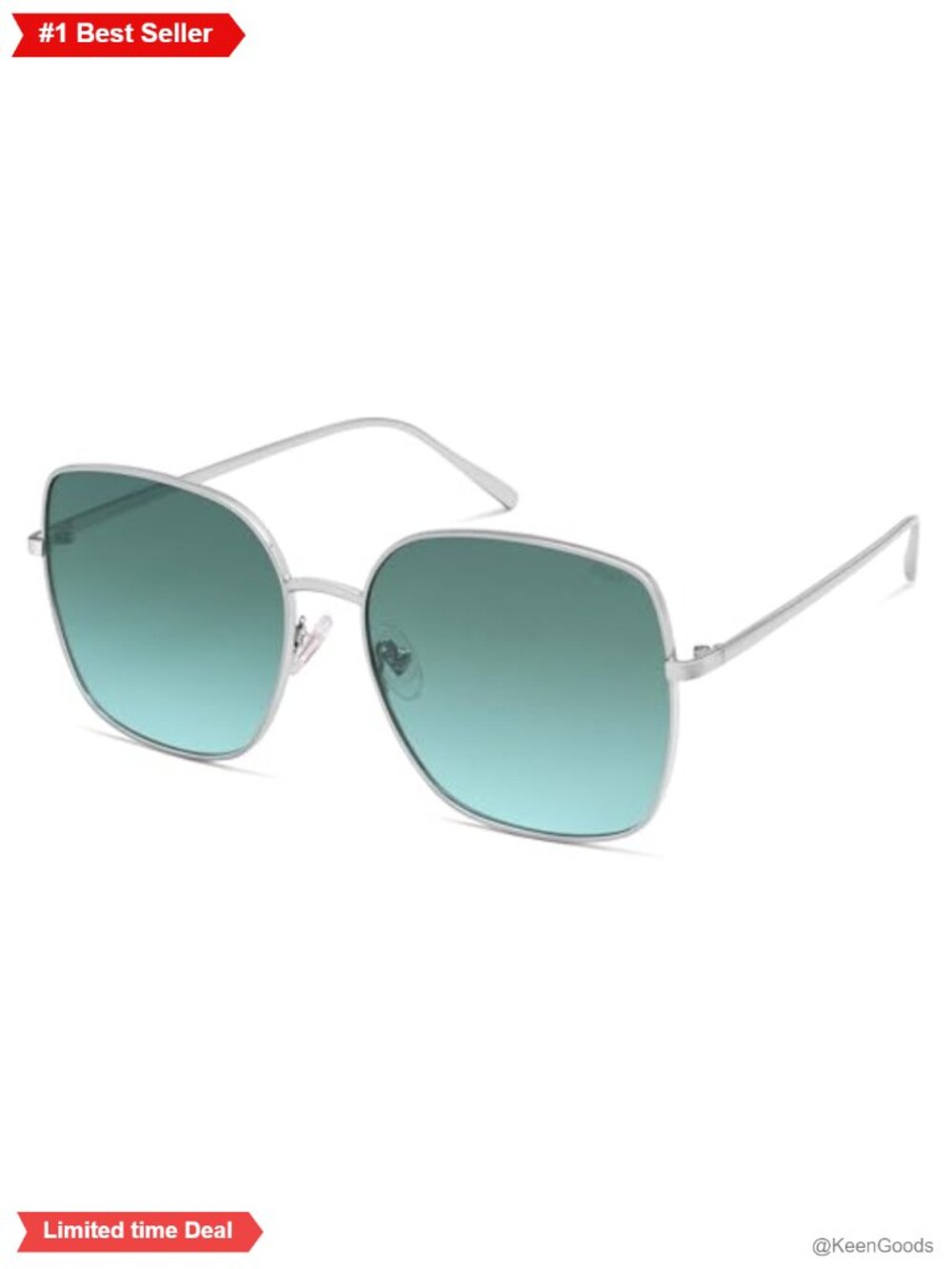 Oversized Square Metal Frame Sunglasses UV400 for Women Men